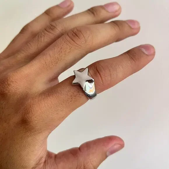 Y2K Vintage Silver Star Ring – Size 8, Unisex, Brand New - Picture 10 of 14